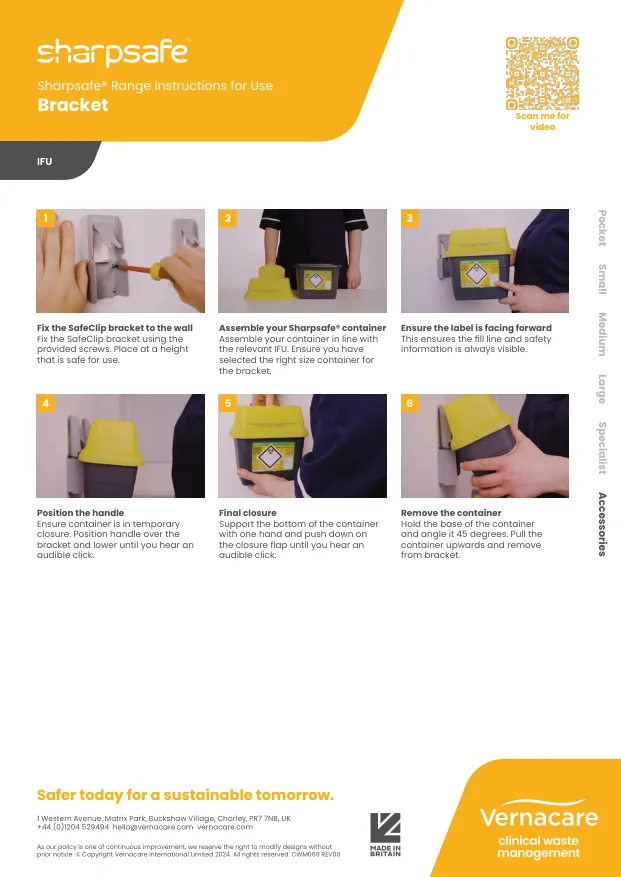 Sharpsafe® IFU Poster - SafeClip Bracket Image